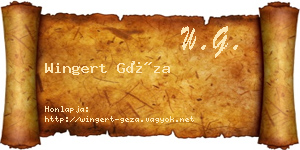 Wingert Géza névjegykártya