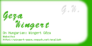 geza wingert business card